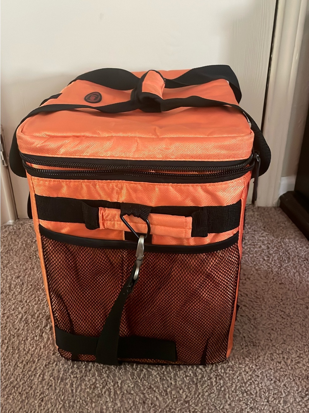 Insulated Orange Soft-Sided Cooler Bag with Black Trim - Portable Storage Tote